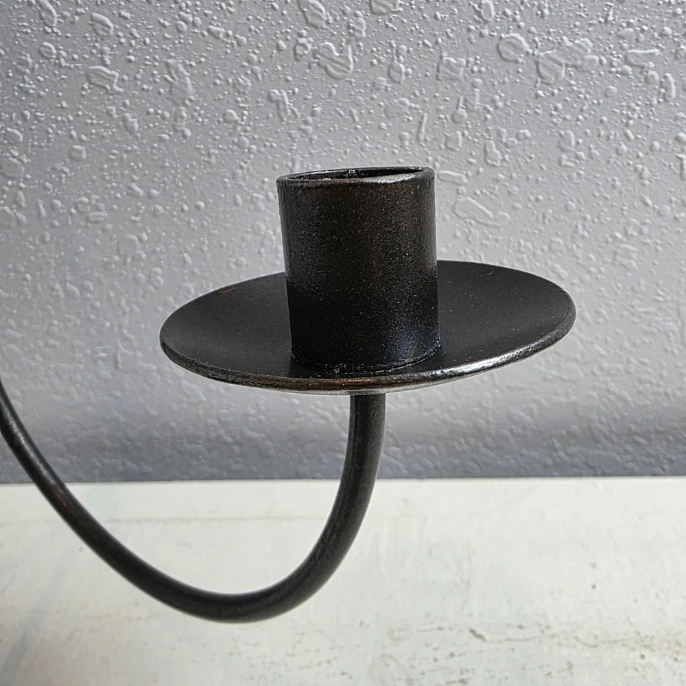 Black Wrought Iron 3 Light Heart Candelabra Taper Candle Holder Rustic Farmhouse